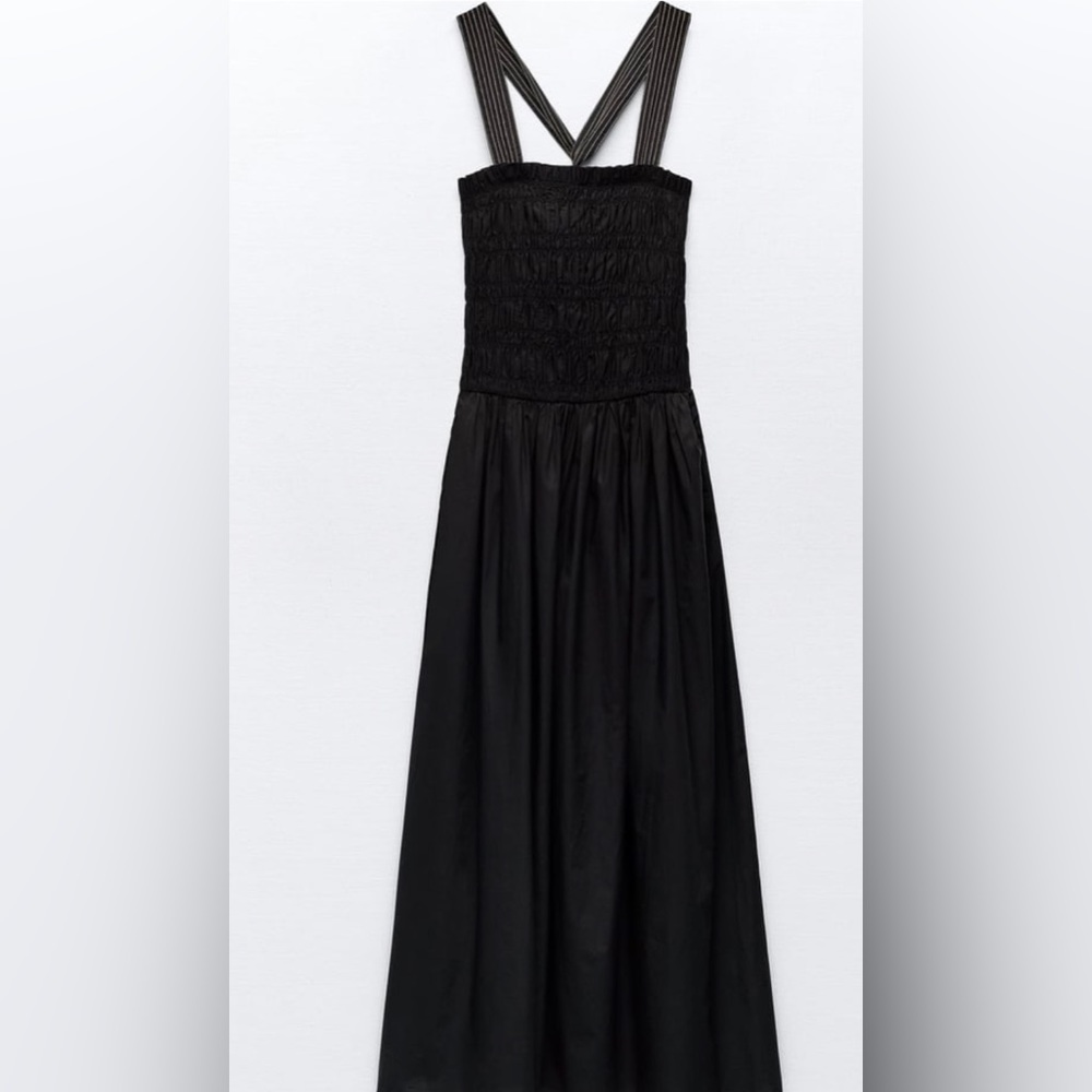 NEW ZARA topstitched midi dress